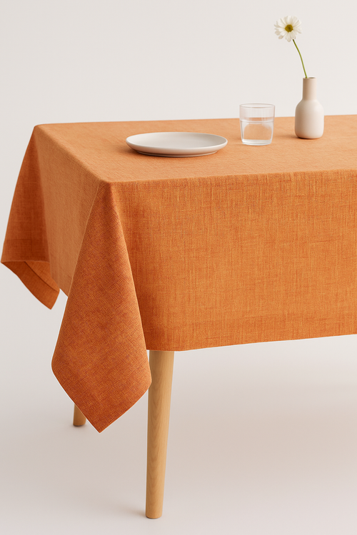 Nappe japonaise unie beige lavable polyester élégante table
