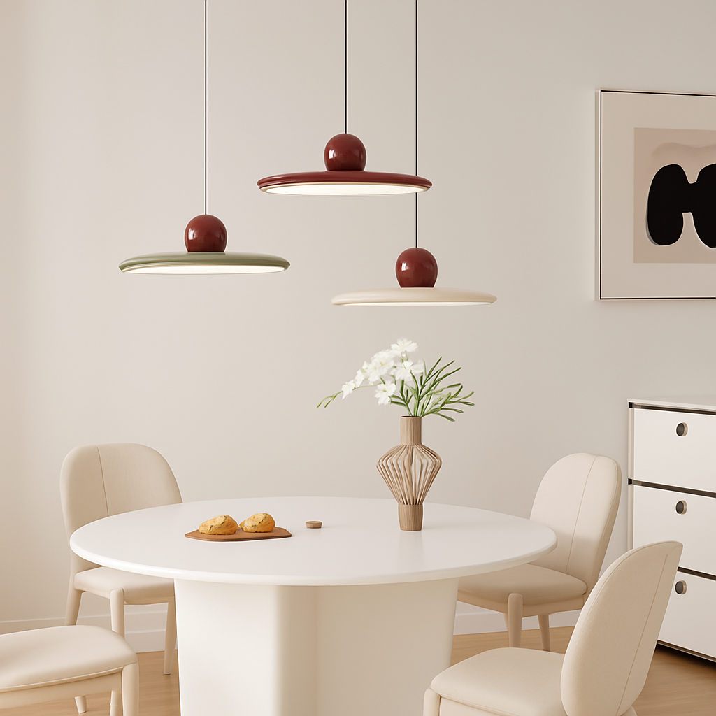 Nordique LED Suspension Lumière Crème Vent Soucoupe Volante Lampes Pour Salon Chambre Chevets Restaurant Hôtel Éclairage Intérieur - vue 4 sur 18
