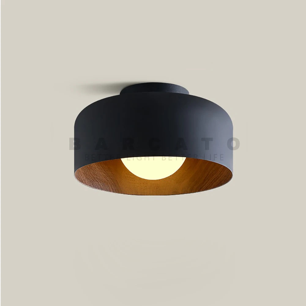 plafonnier Nordique moderne noyer bois Texture Led pour chambre salon cuisine étude allée balcon rond G9 lustre lumière