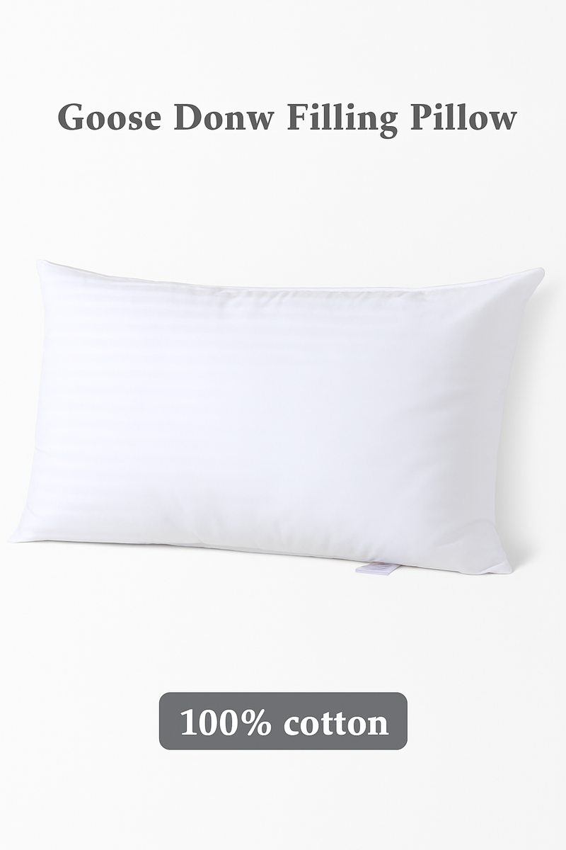 oreiller ignifugé en duvet d'oie avec couette coton