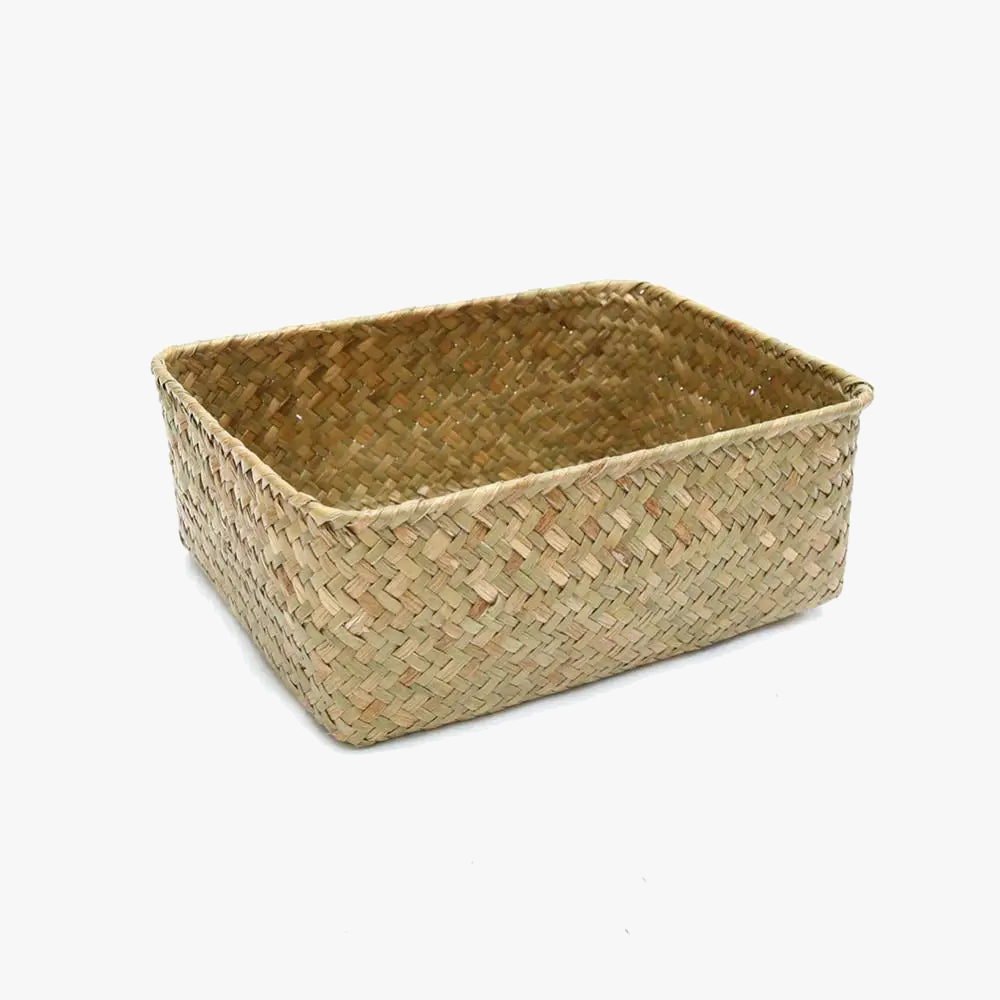 panier de fleurs séchées en paille fait main décoratif et pratique