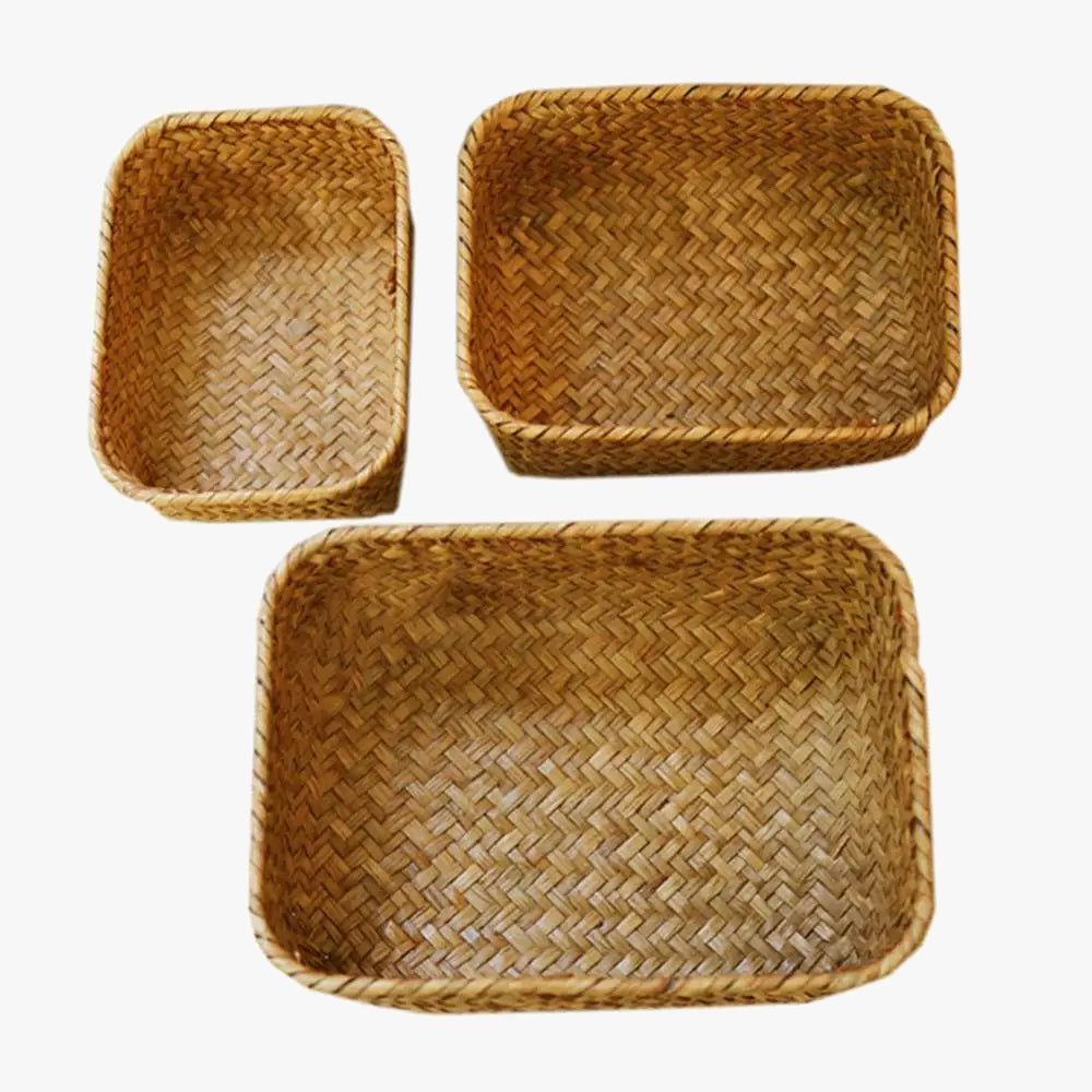 panier de fleurs séchées en paille fait main organisateur décoratif polyvalent