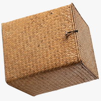panier de pique-nique vintage en osier tissé à la main avec couvercle
