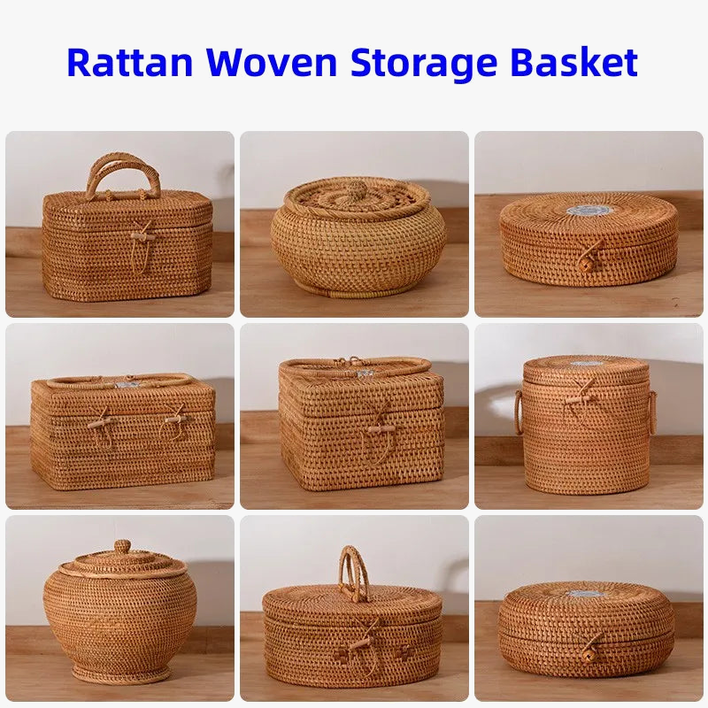 panier de rangement en rotin pour aliments et thé