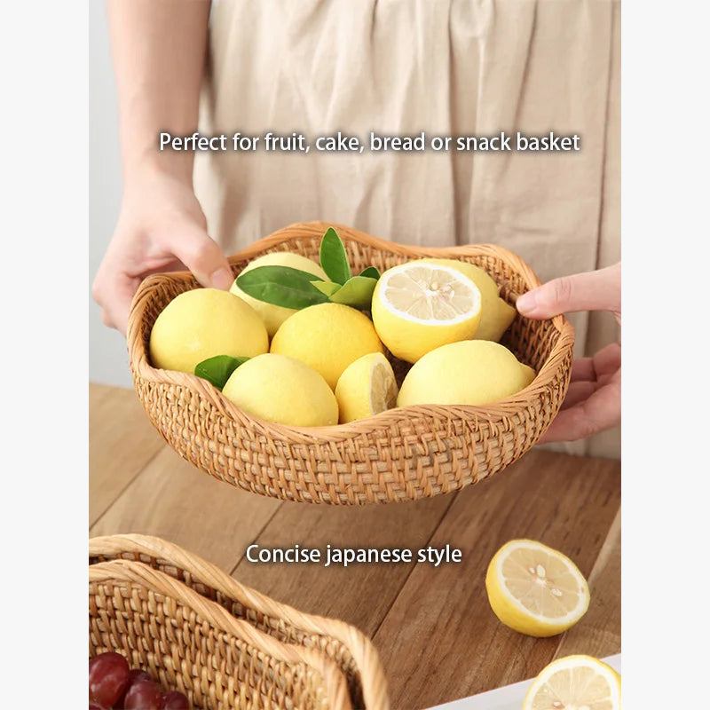 panier de rangement en rotin tissé pour cuisine et pique-nique