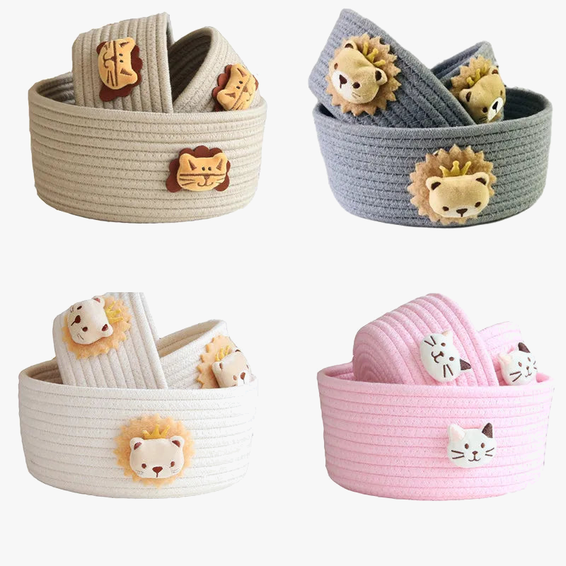 panier de rangement tissé animaux pour jouets et divers objets
