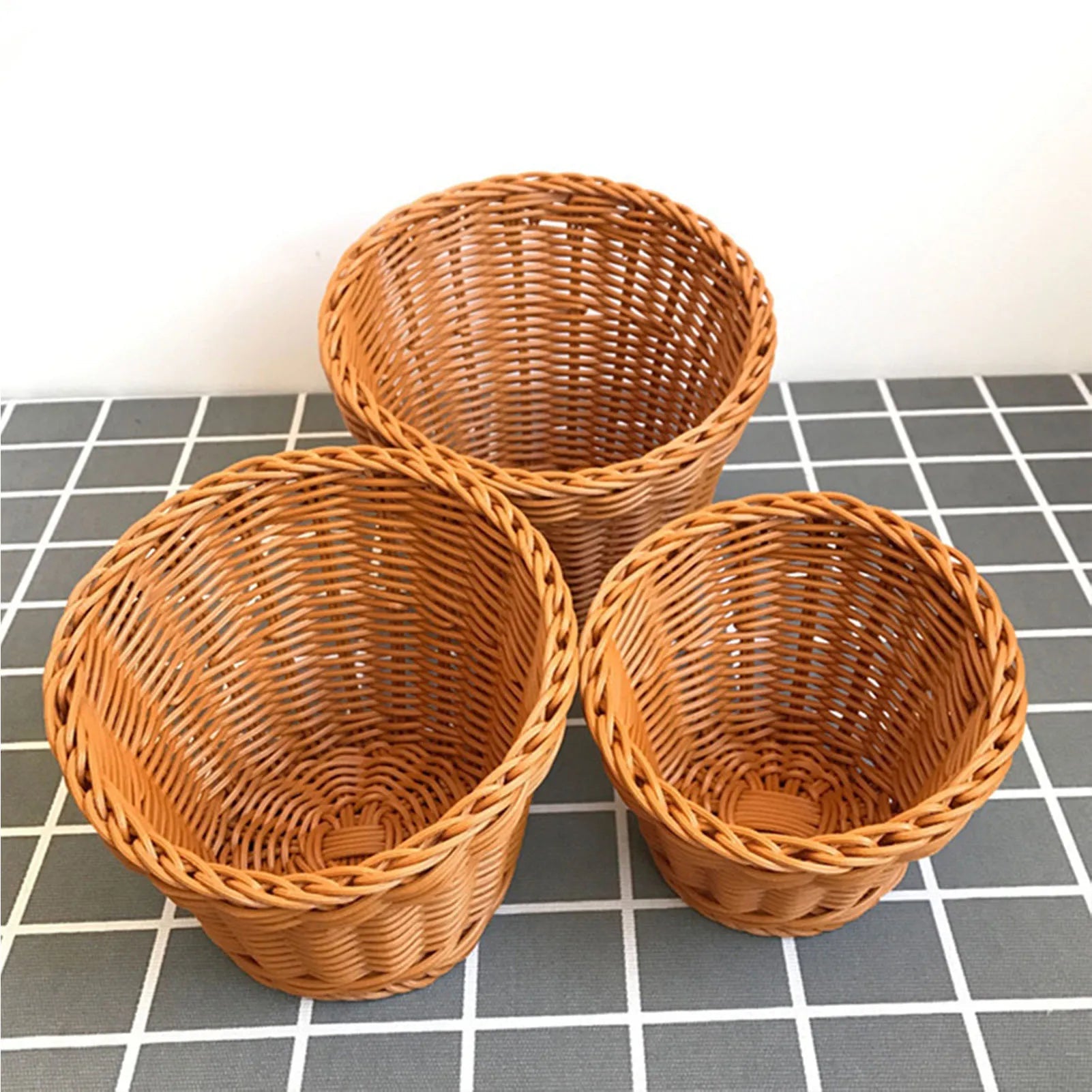 panier de rangement tissé en rotin pour fruits et pique-nique