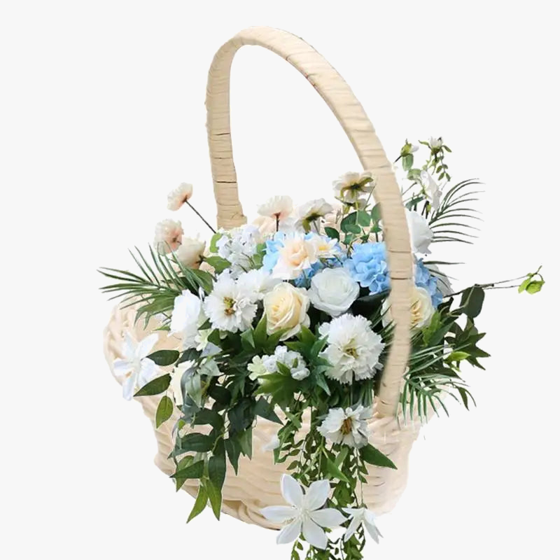 panier en rotin tissé à la main pour fleurs mariage