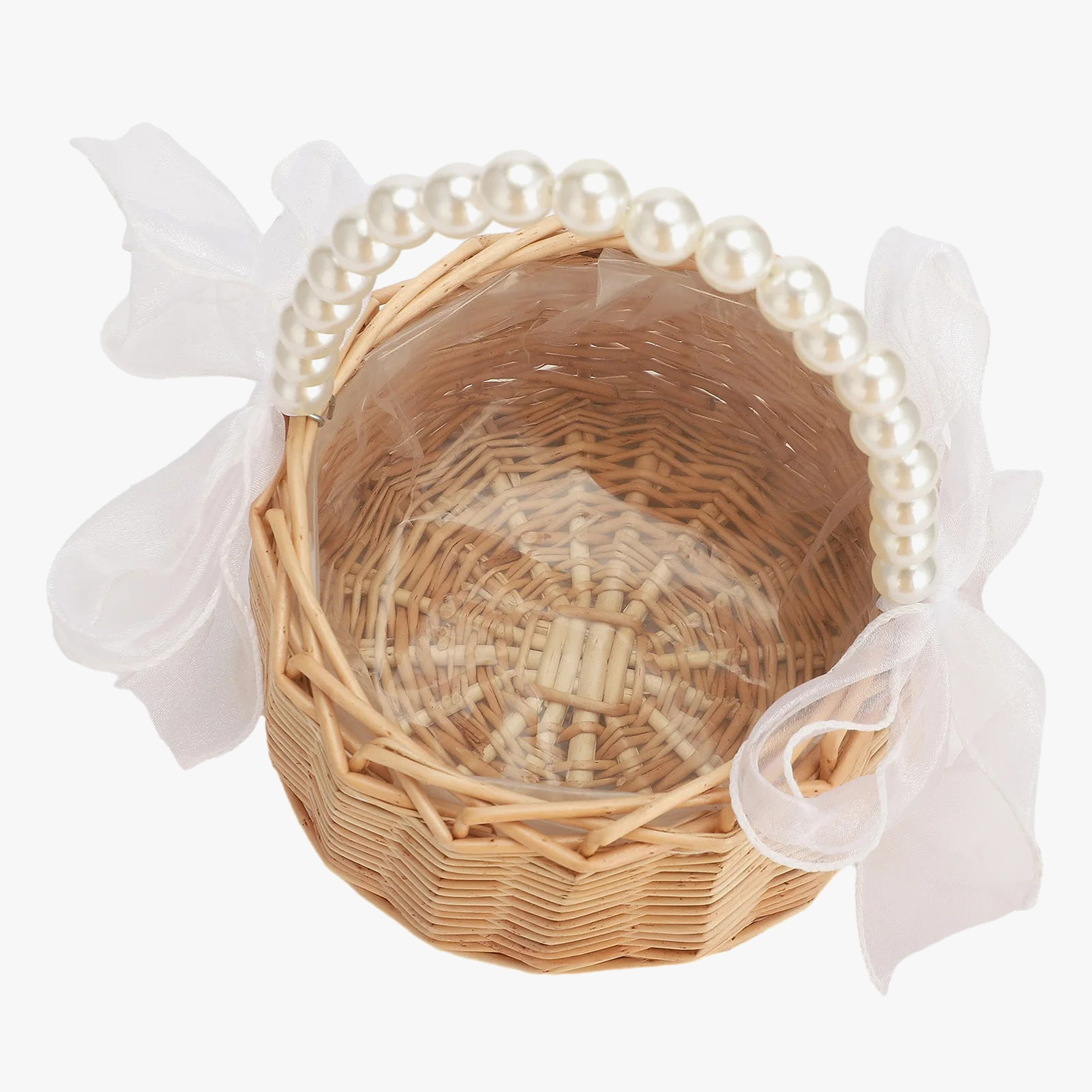 panier à fleurs tissé en rotin pour décoration de mariage
