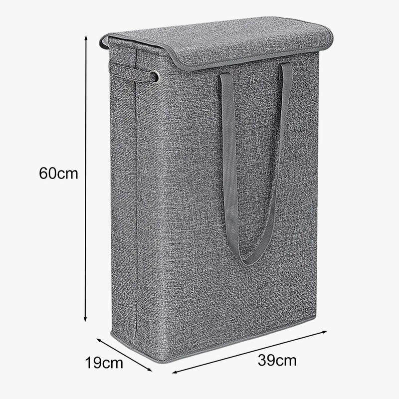 Panier à Linge Suspendu Pliable Gris - Rangement Amovible Pour Salle De Bain, Buanderie - Grand Format