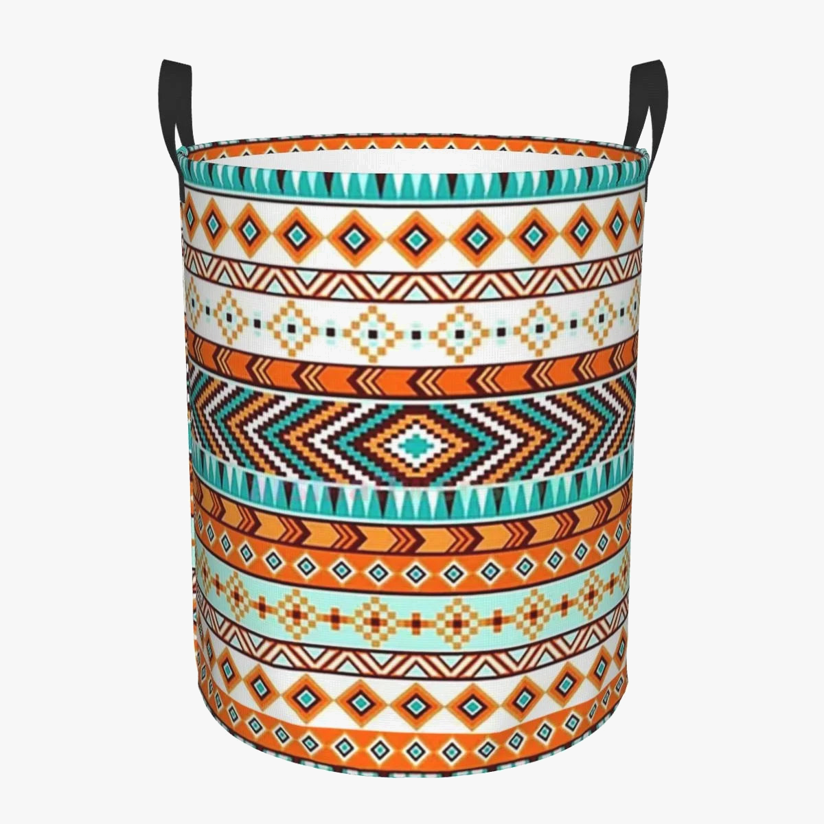 panier à linge rond ethnique pour rangement jouets et vêtements
