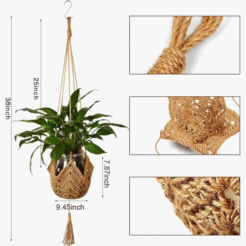 panier suspendu en macramé pour plantes décoratives