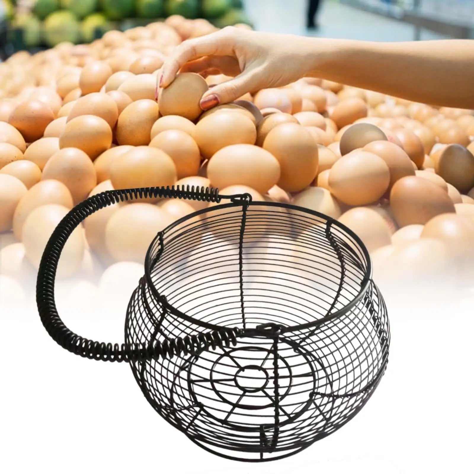 panier à œufs en fil de fer avec poignée pour rangement alimentaire