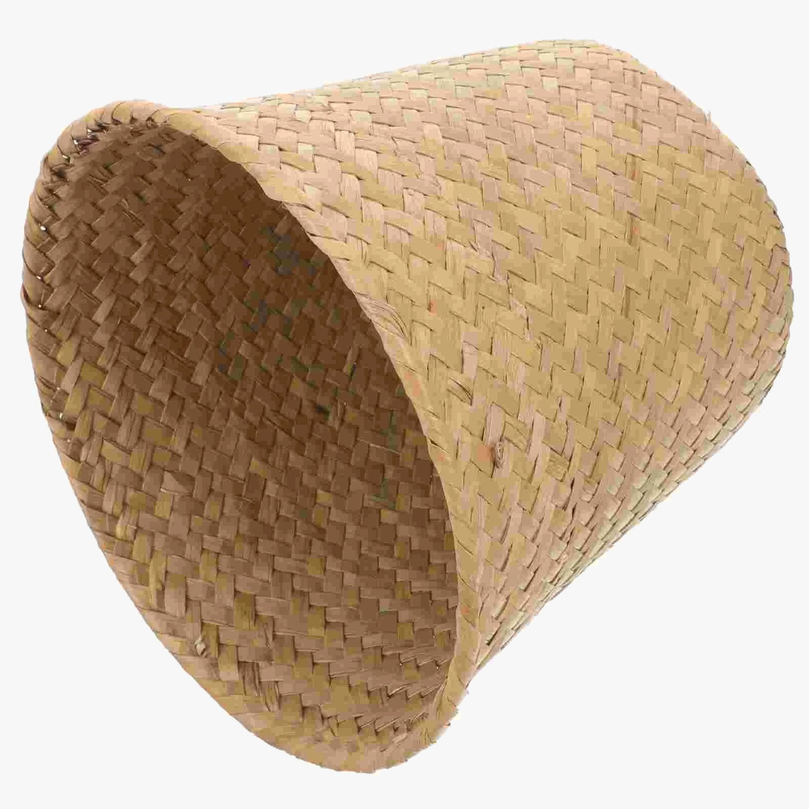 paniers de rangement en seau tissé décoratifs en jonc de mer et algues