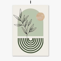 peinture abstraite de plantes vertes style bohème décoration murale nordique