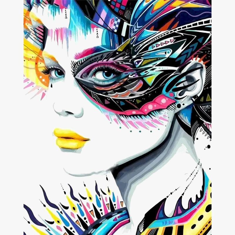 peinture par numéro portrait fille bricolage artistique cadeau décoratif