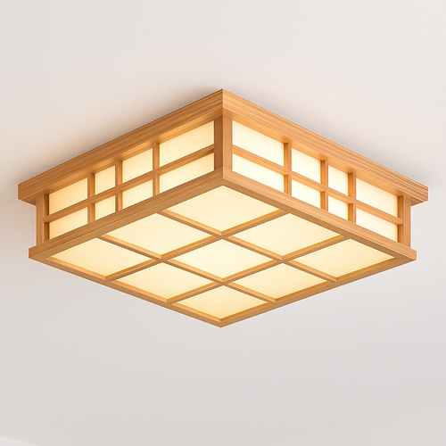plafonnier carré en bois japonais led pour cuisine restaurant