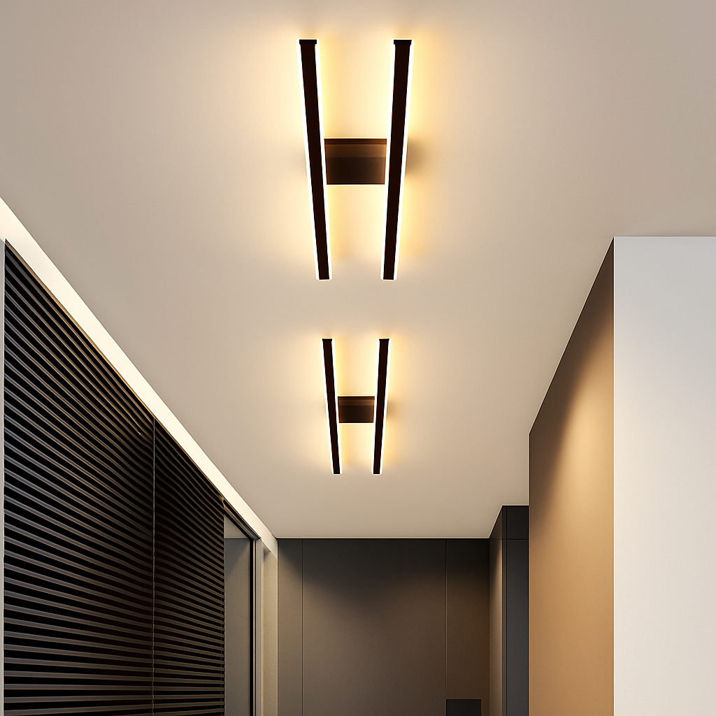 Plafonnier design industriel LED avec barre lumineuse Warren - vue 5 sur 9