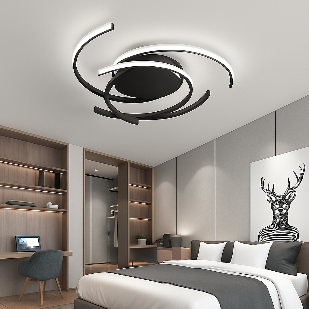 Plafonnier design LED avec des semi-cercles entrelacés Dilia - vue 4 sur 6