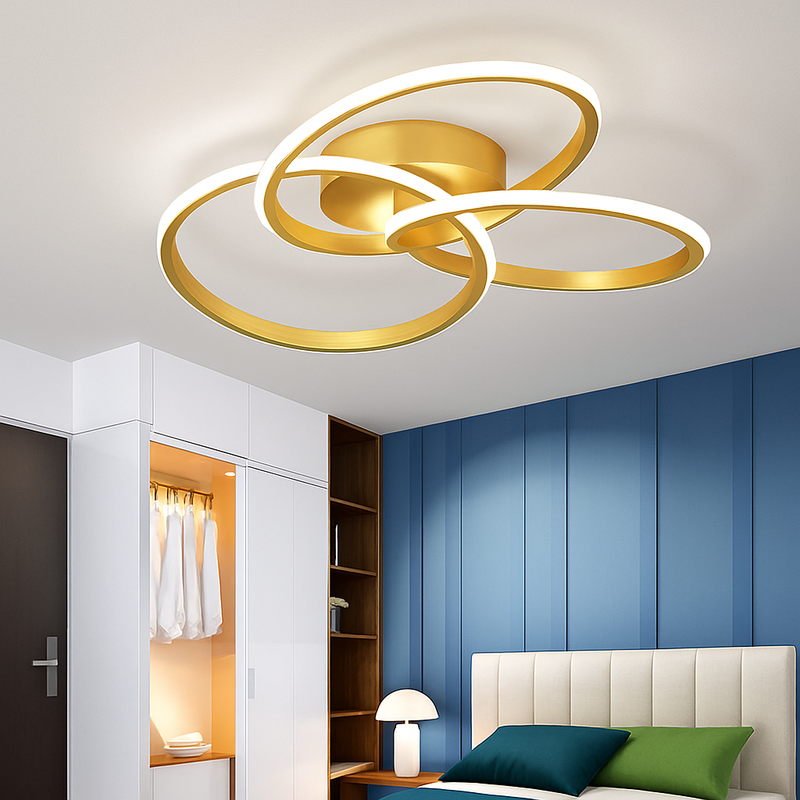 Plafonnier design LED avec plusieurs anneaux en métal Loft