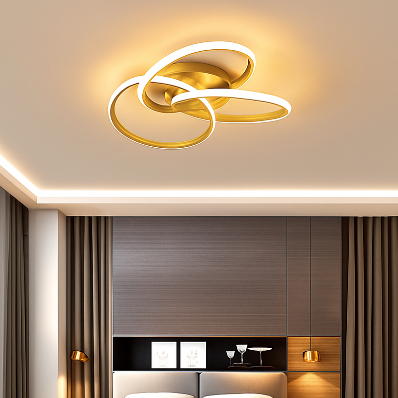 Plafonnier design LED avec plusieurs anneaux en métal Loft