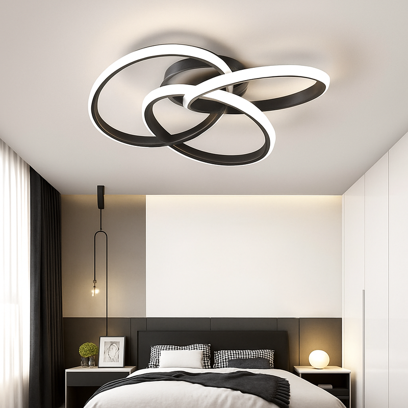 Plafonnier design LED avec plusieurs anneaux en métal Loft