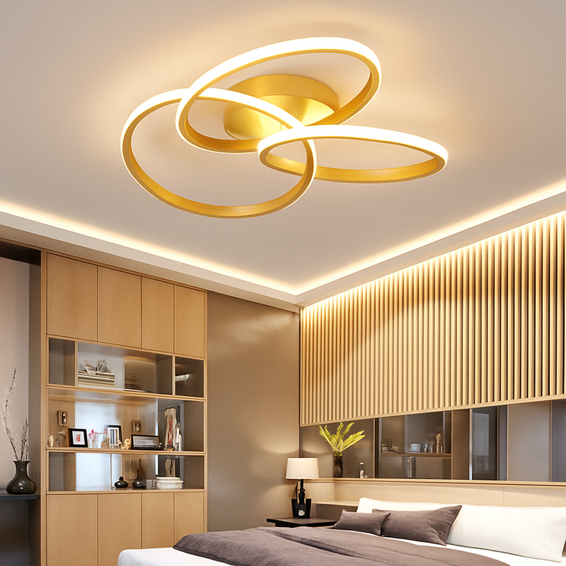 Plafonnier design LED avec plusieurs anneaux en métal Loft
