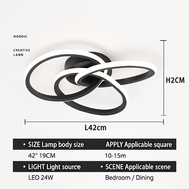 Plafonnier design LED avec plusieurs anneaux en métal Loft