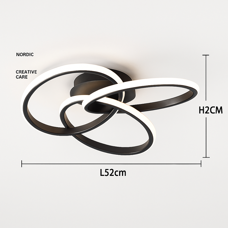 Plafonnier design LED avec plusieurs anneaux en métal Loft