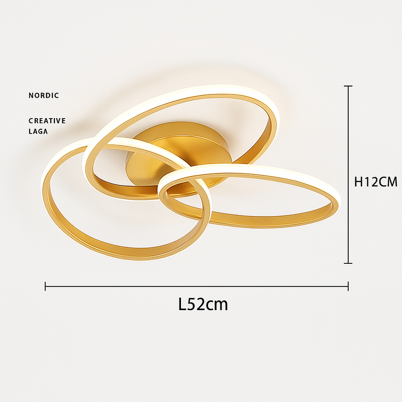 Plafonnier design LED avec plusieurs anneaux en métal Loft