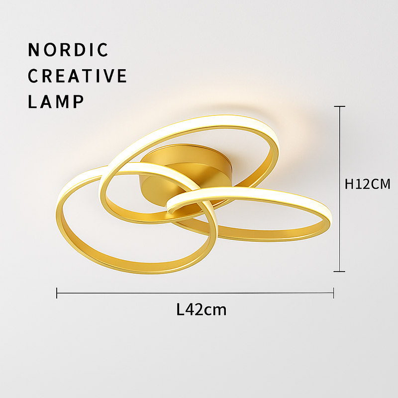 Plafonnier design LED avec plusieurs anneaux en métal Loft