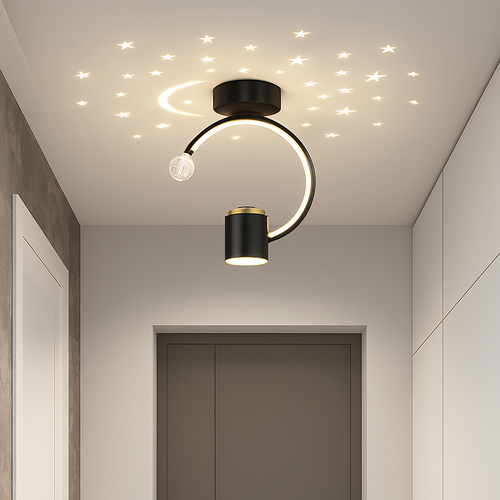 Plafonnier design LED avec projection étoiles - vue 7 sur 14