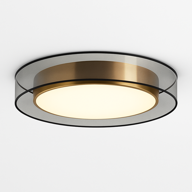 Plafonnier design LED doré avec disque Loft