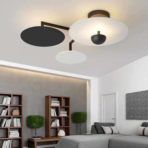 Plafonnier design Rond en métal et verre