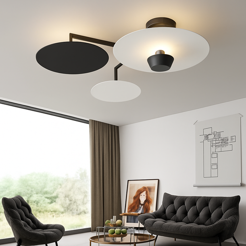Plafonnier design Rond en métal et verre - vue 6 sur 14