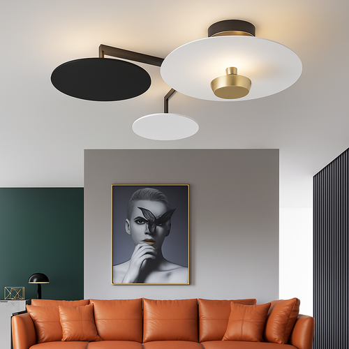 Plafonnier design Rond en métal et verre - vue 7 sur 14