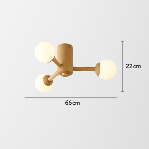 plafonnier en bois avec abat-jour boule de verre design moderne