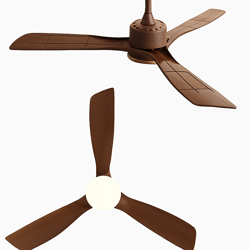 plafonnier en bois avec ventilateur télécommande et lumière intégrée - vue 11 sur 12