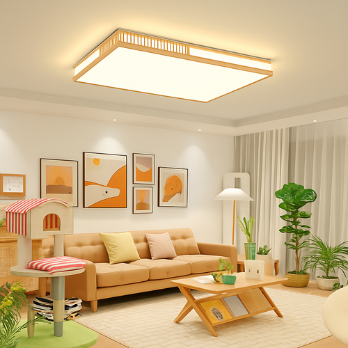 plafonnier en bois naturel à led pour décoration intérieure - vue 3 sur 14