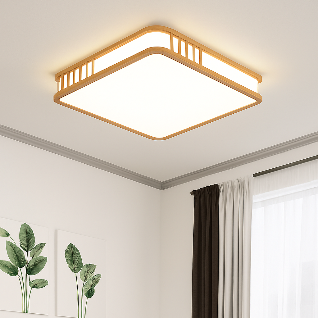 plafonnier en bois naturel à led pour décoration intérieure - vue 6 sur 14