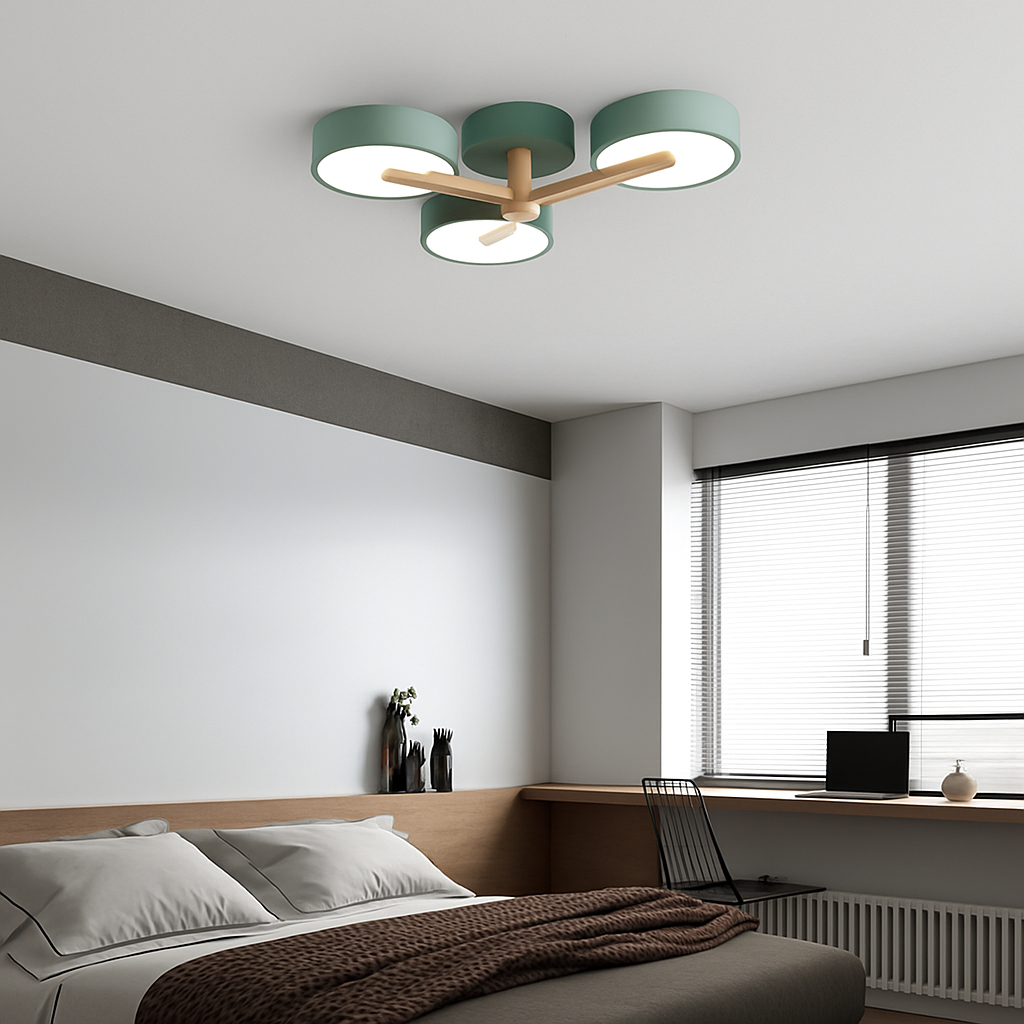 plafonnier en bois style moderne décoration intérieure lumineux design élégant - vue 4 sur 18