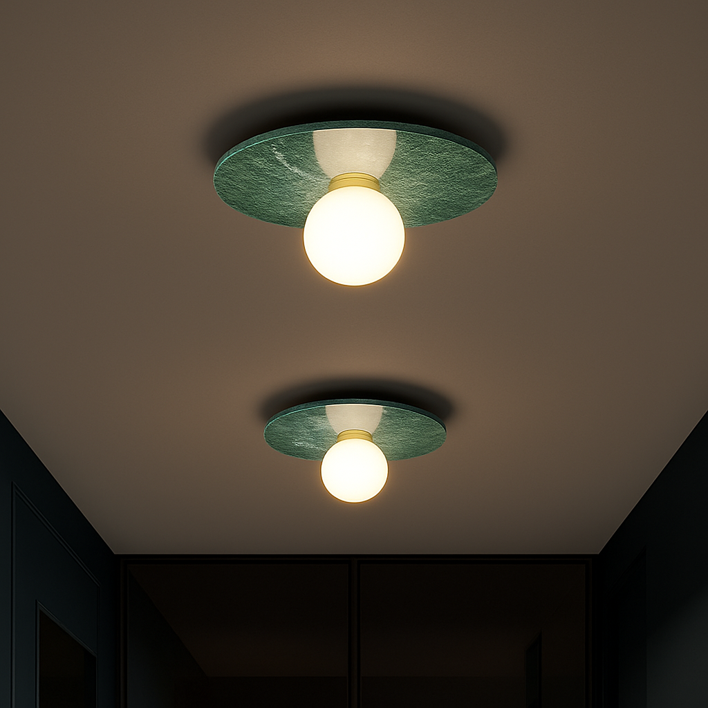 Plafonnier en marbre nordique pour la décoration intérieure salon chambre éclairage en marbre blanc noir vert pierre allée couloir lampe - vue 3 sur 9