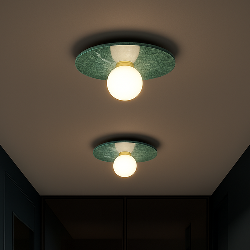 Plafonnier en marbre nordique pour la décoration intérieure salon chambre éclairage en marbre blanc noir vert pierre allée couloir lampe - vue 4 sur 9