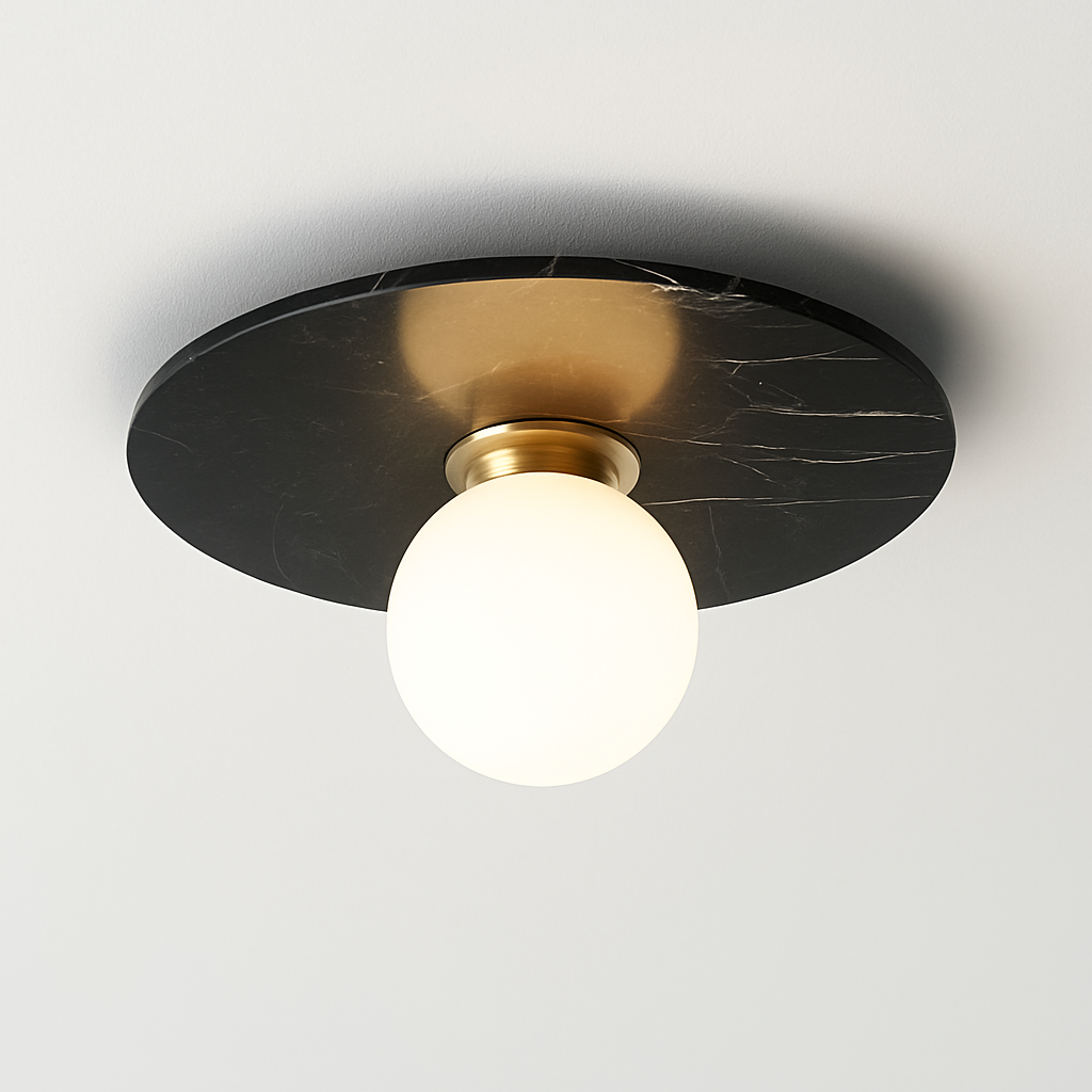 Plafonnier en marbre nordique pour la décoration intérieure salon chambre éclairage en marbre blanc noir vert pierre allée couloir lampe - vue 7 sur 9
