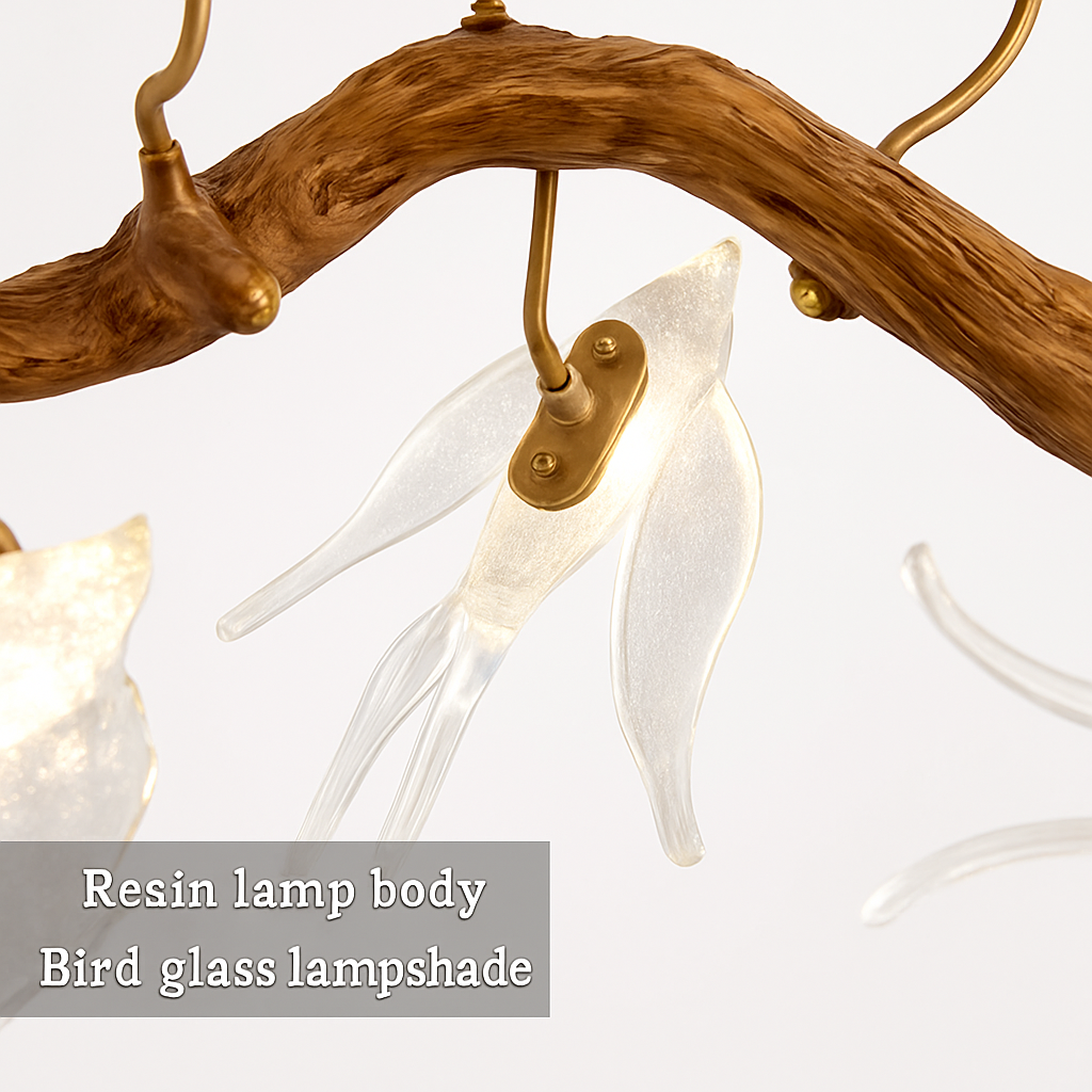 plafonnier en verre oiseau cristal avec lumière led - vue 6 sur 10