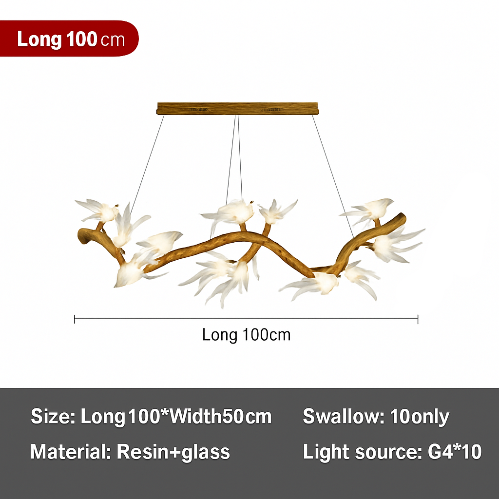 plafonnier en verre oiseau cristal avec lumière led - vue 7 sur 10