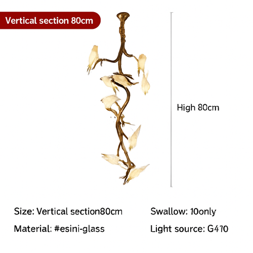 plafonnier en verre oiseau cristal avec lumière led - vue 11 sur 10