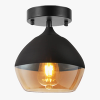 plafonnier en verre transparent et métal noir pour décoration intérieure