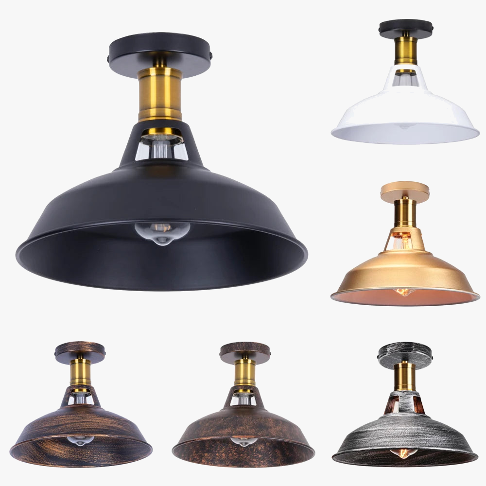 plafonnier industriel vintage rétro abat-jour éclairage led décoratif