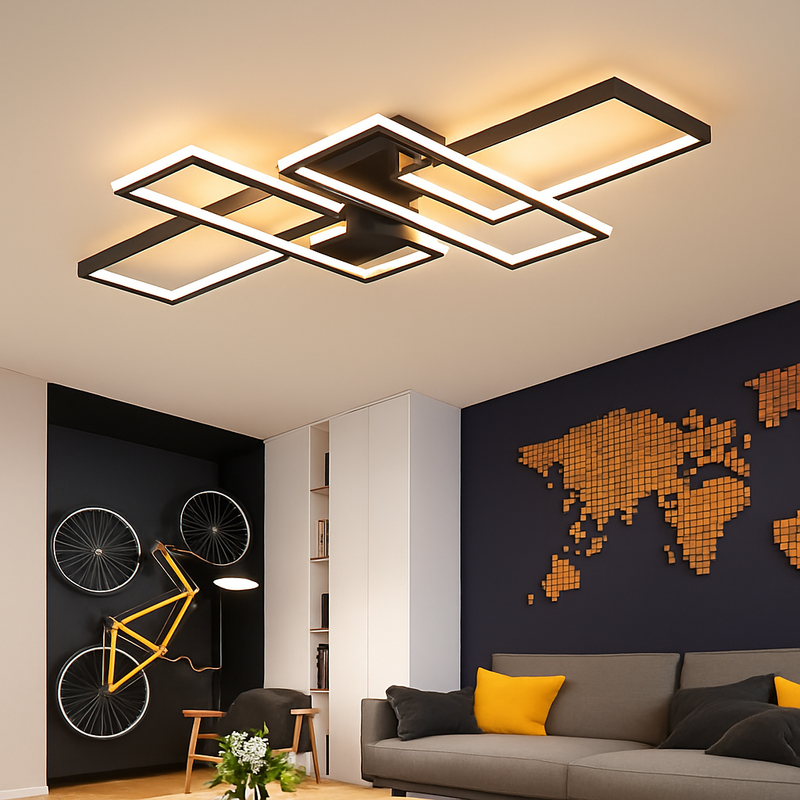 Plafonnier Led au design nordique moderne en aluminium blanc/noir avec télécommande